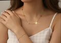 Ensemble Trèfle Doré - Collier+ Bracelet Acier Plaqué Or 18K