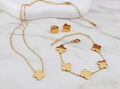 Ensemble Trèfles Doré 3 pièces - Collier, Bracelet et Boucles d'oreilles