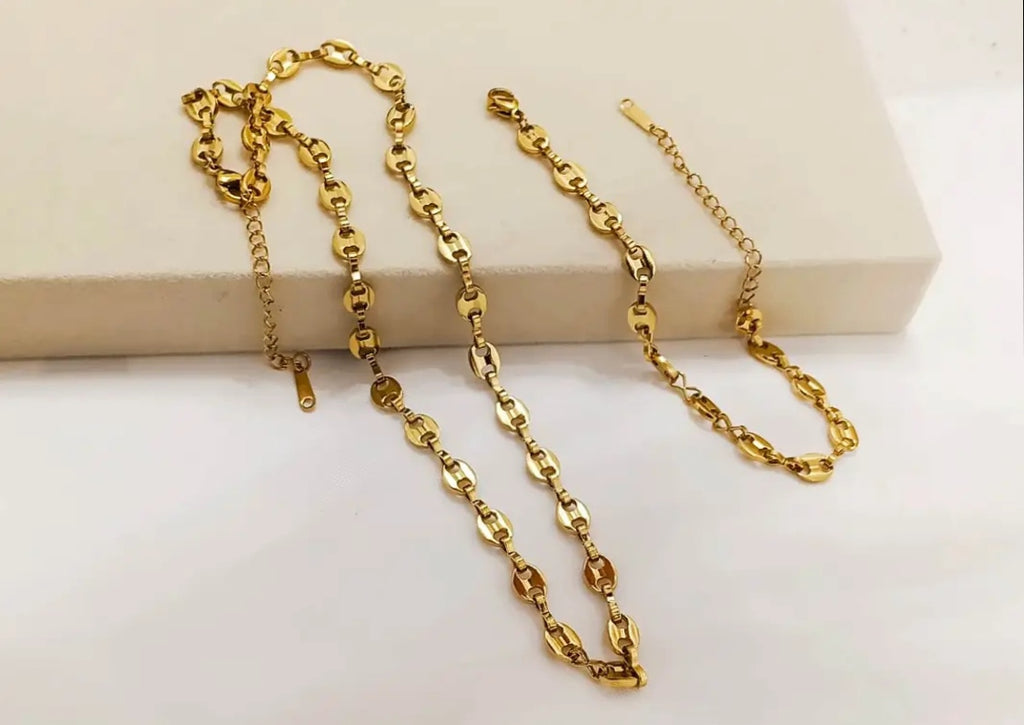 Ensemble Chaîne Maille 2 pièces - Collier Épais et Bracelet